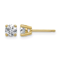 14K Yellow Gold 0.62 Carat Lab Grown Diamond VS+ F+ Complete Round Angled Profile Four Prong Stud Earrings view 1