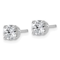 14K White Gold 0.88 Carat Lab Grown Diamond VS SI+ G+ Complete Round Angled Profile Four Prong Stud Earrings view 2
