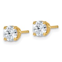14K Yellow Gold 0.88 Carat Lab Grown Diamond VS SI+ G+ Complete Round Angled Profile Four Prong Stud Earrings view 2