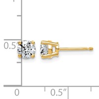 14K Yellow Gold 0.88 Carat Lab Grown Diamond VS SI+ G+ Complete Round Angled Profile Four Prong Stud Earrings view 3