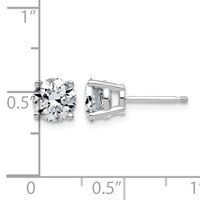 14K White Gold 2 Carat Lab Grown Diamond VS+ F+ Complete Round Angled Profile Four Prong Stud Earrings view 3