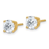 14K Yellow Gold 2 Carat Lab Grown Diamond VS+ F+ Complete Round Angled Profile Four Prong Stud Earrings view 2
