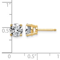 14K Yellow Gold 2 Carat Lab Grown Diamond VS+ F+ Complete Round Angled Profile Four Prong Stud Earrings view 4