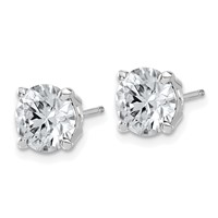14K White Gold 3 Carat Lab Grown Diamond VS+ F+ Complete Round Angled Profile Four Prong Stud Earrings view 2