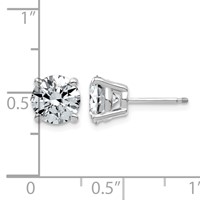 14K White Gold 3 Carat Lab Grown Diamond VS+ F+ Complete Round Angled Profile Four Prong Stud Earrings view 3