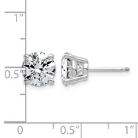 14K White Gold 4 Carat Lab Grown Diamond VS SI+ G+ Complete Round Angled Profile Four Prong Stud Earrings view 3