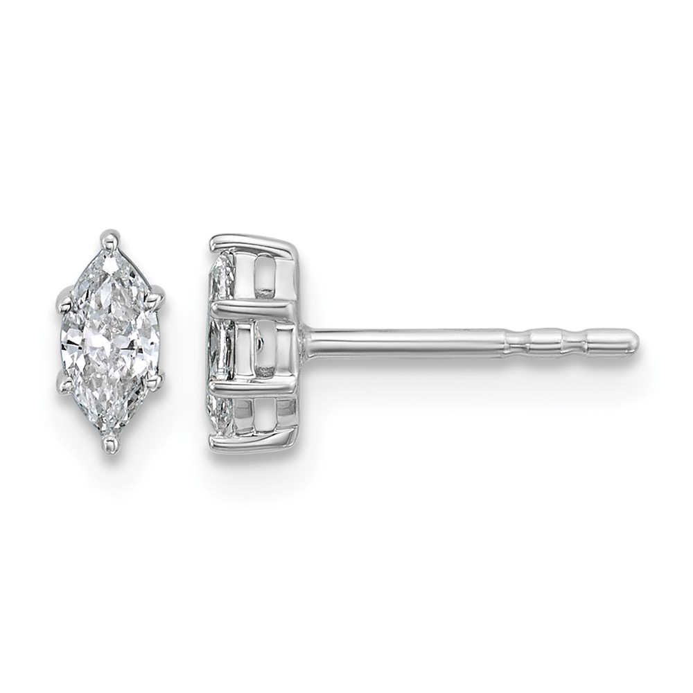 14K White Gold 0.33 Carat Lab Grown Diamond VS+ F+ Marquise Six Prong Complete Stud Earrings