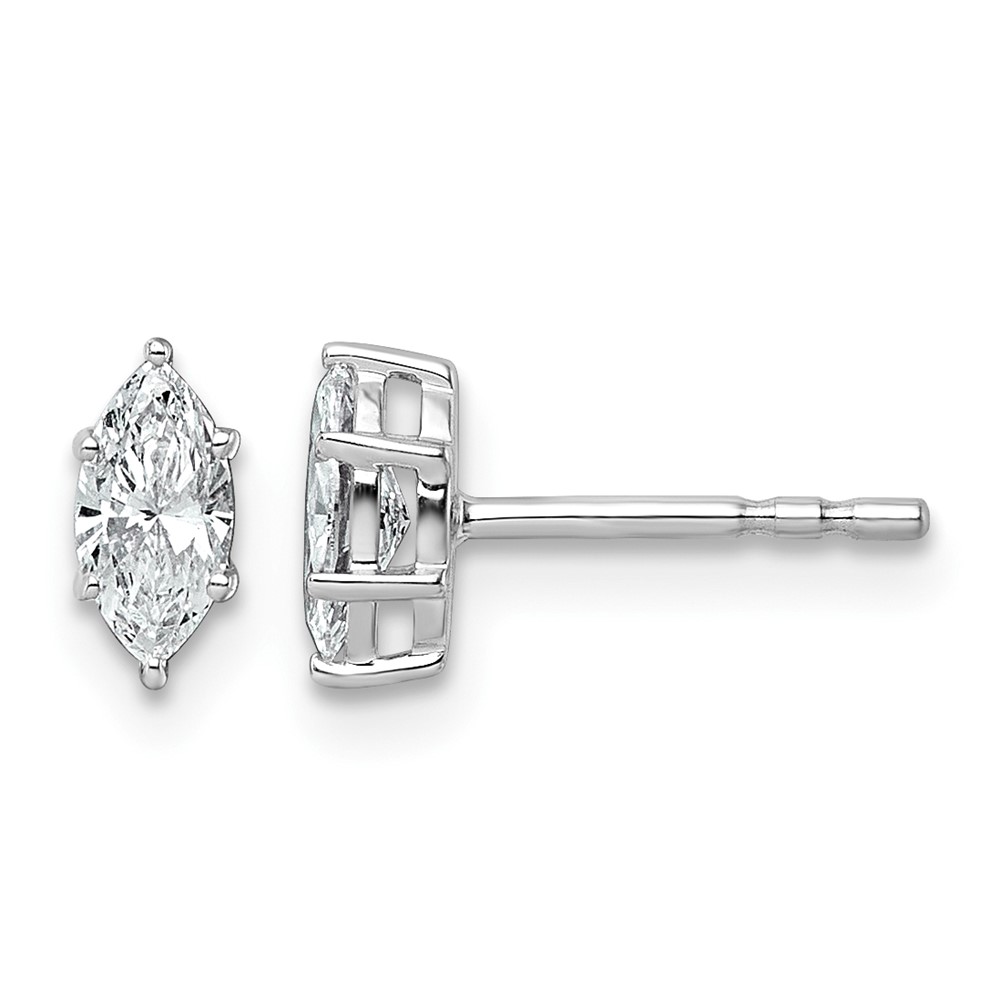 14K White Gold 0.50 Carat Lab Grown Diamond VS+ F+ Marquise Six Prong Complete Stud Earrings