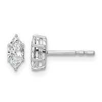 14K White Gold 0.50 Carat Lab Grown Diamond VS+ F+ Marquise Six Prong Complete Stud Earrings view 1