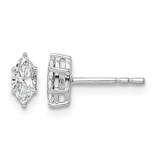 14K White Gold 0.50 Carat Lab Grown Diamond VS+ F+ Marquise Six Prong Complete Stud Earrings