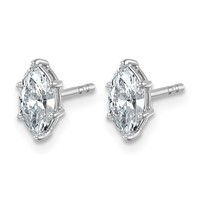 14K White Gold 0.75 Carat Lab Grown Diamond VS+ F+ Marquise Six Prong Complete Stud Earrings view 2