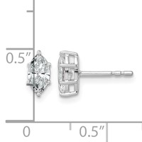 14K White Gold 0.75 Carat Lab Grown Diamond VS+ F+ Marquise Six Prong Complete Stud Earrings view 3