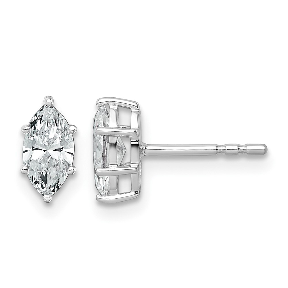 14K White Gold 0.75 Carat Lab Grown Diamond VS+ F+ Marquise Six Prong Complete Stud Earrings