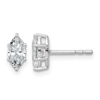 14K White Gold 0.75 Carat Lab Grown Diamond VS+ F+ Marquise Six Prong Complete Stud Earrings view 1