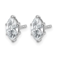 14K White Gold 1 Carat Lab Grown Diamond VS+ F+ Marquise Six Prong Complete Stud Earrings view 2