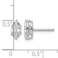 14K White Gold 1 Carat Lab Grown Diamond VS+ F+ Marquise Six Prong Complete Stud Earrings view 3