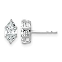 14K White Gold 1 Carat Lab Grown Diamond VS+ F+ Marquise Six Prong Complete Stud Earrings view 1