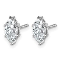 14K White Gold 1.25 Carat Lab Grown Diamond VS+ F+ Marquise Six Prong Complete Stud Earrings view 2