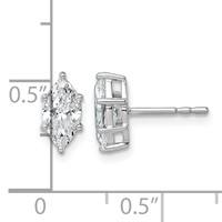 14K White Gold 1.25 Carat Lab Grown Diamond VS+ F+ Marquise Six Prong Complete Stud Earrings view 3