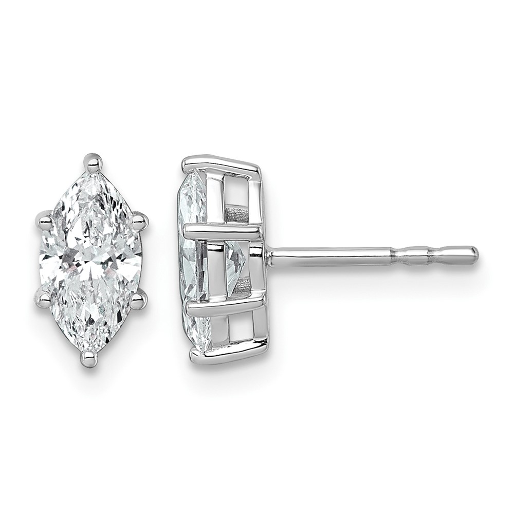 14K White Gold 1.25 Carat Lab Grown Diamond VS+ F+ Marquise Six Prong Complete Stud Earrings