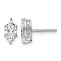 14K White Gold 1.25 Carat Lab Grown Diamond VS+ F+ Marquise Six Prong Complete Stud Earrings view 1