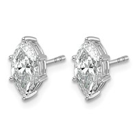14K White Gold 1.33 Carat Lab Grown Diamond VS+ F+ Marquise Six Prong Complete Stud Earrings view 2