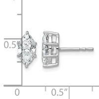 14K White Gold 1.33 Carat Lab Grown Diamond VS+ F+ Marquise Six Prong Complete Stud Earrings view 3