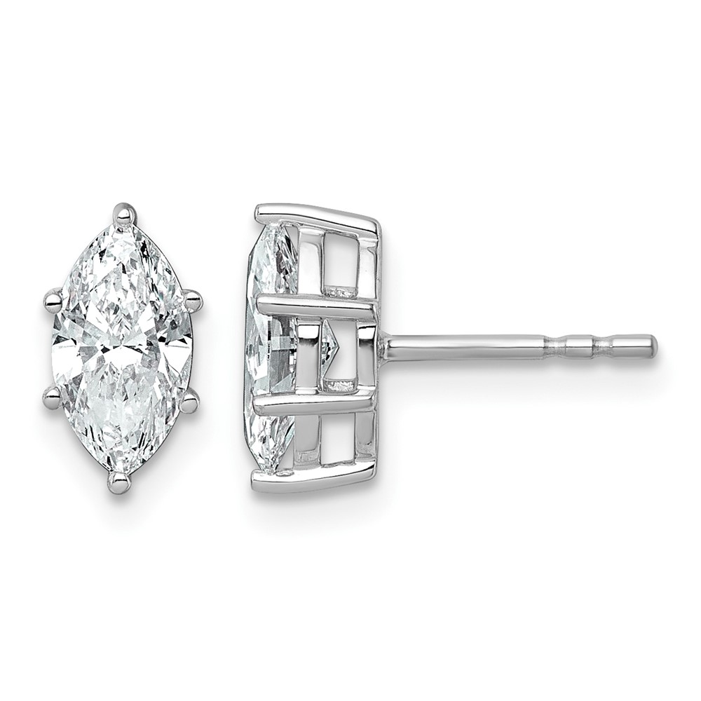 14K White Gold 1.33 Carat Lab Grown Diamond VS+ F+ Marquise Six Prong Complete Stud Earrings