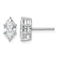 14K White Gold 1.33 Carat Lab Grown Diamond VS+ F+ Marquise Six Prong Complete Stud Earrings view 1