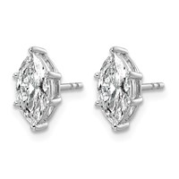 14K White Gold 1.50 Carat Lab Grown Diamond VS+ F+ Marquise Six Prong Complete Stud Earrings view 2