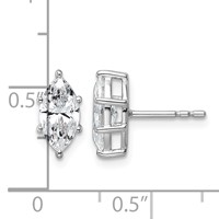 14K White Gold 1.50 Carat Lab Grown Diamond VS+ F+ Marquise Six Prong Complete Stud Earrings view 3