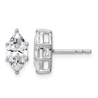 14K White Gold 1.50 Carat Lab Grown Diamond VS+ F+ Marquise Six Prong Complete Stud Earrings view 1
