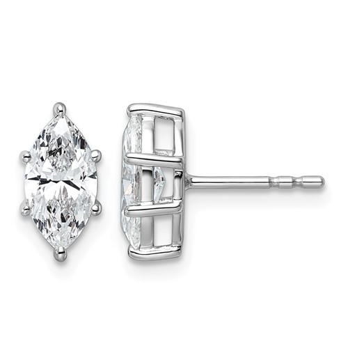 14K White Gold 1.50 Carat Lab Grown Diamond VS+ F+ Marquise Six Prong Complete Stud Earrings