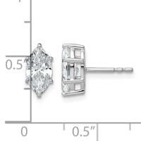 14K White Gold 1.75 Carat Lab Grown Diamond VS+ F+ Marquise Six Prong Complete Stud Earrings view 3