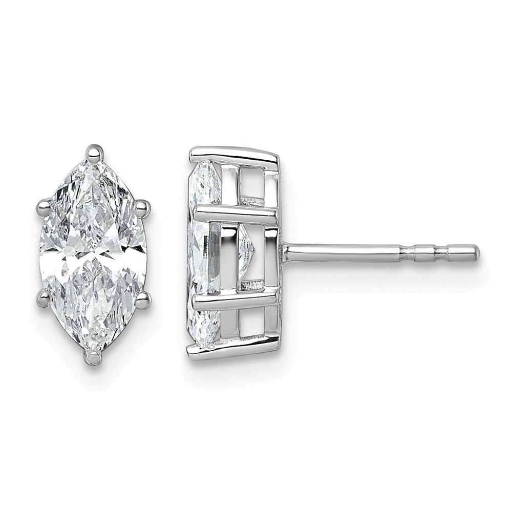 14K White Gold 1.75 Carat Lab Grown Diamond VS+ F+ Marquise Six Prong Complete Stud Earrings
