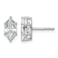 14K White Gold 1.75 Carat Lab Grown Diamond VS+ F+ Marquise Six Prong Complete Stud Earrings view 1