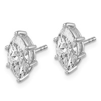 14K White Gold 2 Carat Certified Lab Grown Diamond VS+ F+ Marquise Six Prong Complete Stud Earrings view 2