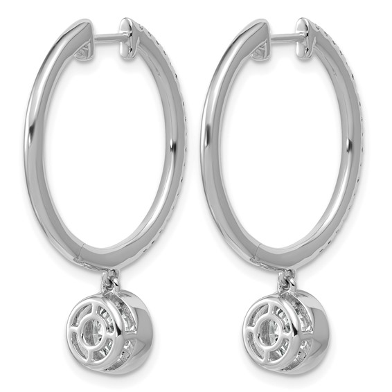 True Origin 14k White Gold 2 3/8 carat Lab Grown Diamond VS+ F+ Complete Round Bezel-Set Dangle In/Out Hoop Earrings