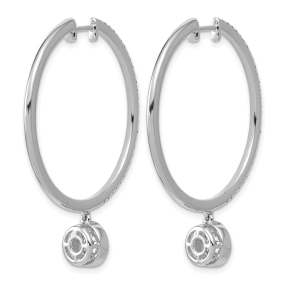True Origin 14k White Gold 2 5/8 carat Lab Grown Diamond VS+ F+ Complete Round Bezel-Set Dangle In/Out Hoop Earrings