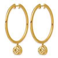 True Origin 14K Yellow Gold 2.62 Carat Lab Grown Diamond VS+ F+ Complete Round Bezel-Set Dangle in Out Hoop Earrings view 3