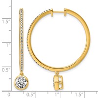 True Origin 14K Yellow Gold 2.62 Carat Lab Grown Diamond VS+ F+ Complete Round Bezel-Set Dangle in Out Hoop Earrings view 4