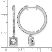 True Origin 14K White Gold 2.38 Carat Lab Grown Diamond VS+ F+ Complete Square Bezel-Set Dangle in Out Hoop Earrings view 4