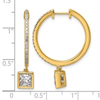 True Origin 14K Yellow Gold 2.38 Carat Lab Grown Diamond VS+ F+ Complete Square Bezel-Set Dangle in Out Hoop Earrings view 4