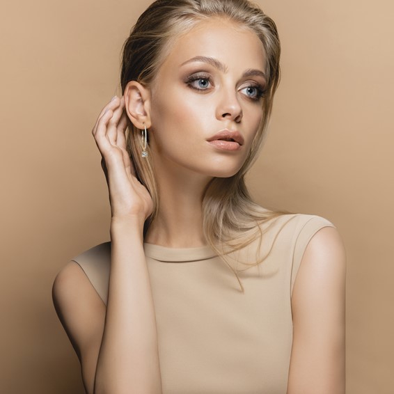 True Origin 14k Yellow Gold 2 3/8 carat Lab Grown Diamond VS+ F+ Complete Square Bezel-Set Dangle In/Out Hoop Earrings