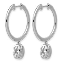 True Origin 14K White Gold 2.38 Carat Lab Grown Diamond VS+ F+ Complete Oval Bezel-Set Dangle in Out Hoop Earrings view 3