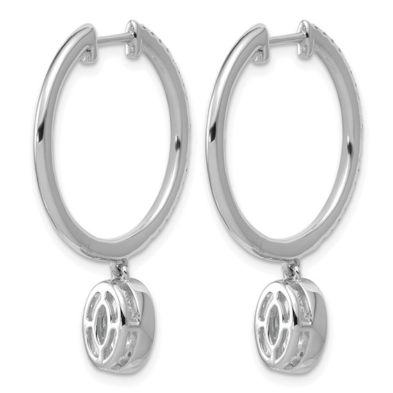 True Origin 14k White Gold 2 3/8 carat Lab Grown Diamond VS+ F+ Complete Oval Bezel-Set Dangle In/Out Hoop Earrings
