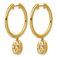 True Origin 14K Yellow Gold 2.38 Carat Lab Grown Diamond VS+ F+ Complete Oval Bezel-Set Dangle in Out Hoop Earrings view 3
