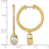True Origin 14K Yellow Gold 2.38 Carat Lab Grown Diamond VS+ F+ Complete Oval Bezel-Set Dangle in Out Hoop Earrings view 4