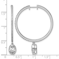 True Origin 14K White Gold 2.62 Carat Lab Grown Diamond VS+ F+ Complete Oval Bezel-Set Dangle in Out Hoop Earrings view 4