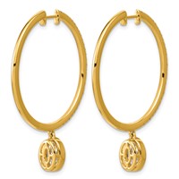 True Origin 14K Yellow Gold 2.62 Carat Lab Grown Diamond VS+ F+ Complete Oval Bezel-Set Dangle in Out Hoop Earrings view 3